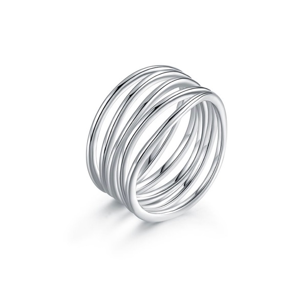 Barzel Silvertone Stack Ring (size 6) - Picture 1 of 3